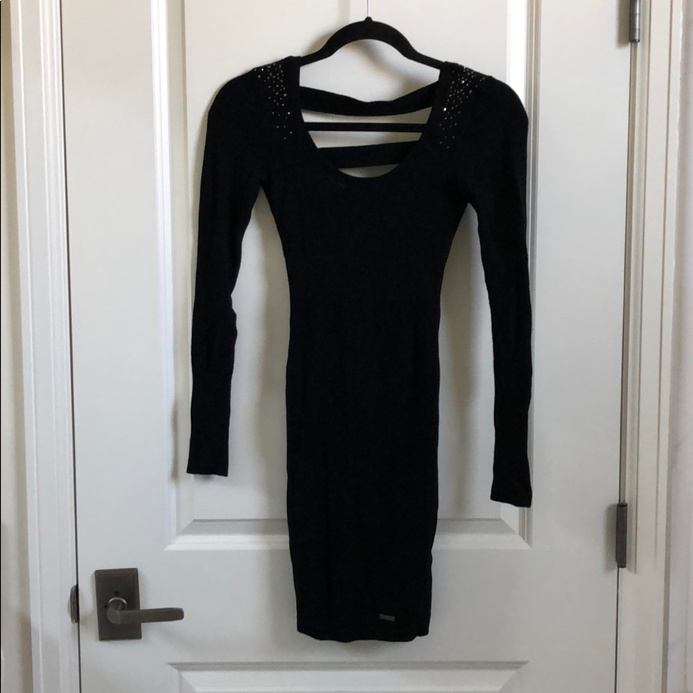 GUESS Long sleeve black knit dress